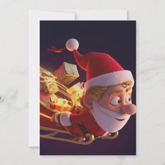3D Santa Claus Christmas Greeting Card – Festive H (Front)