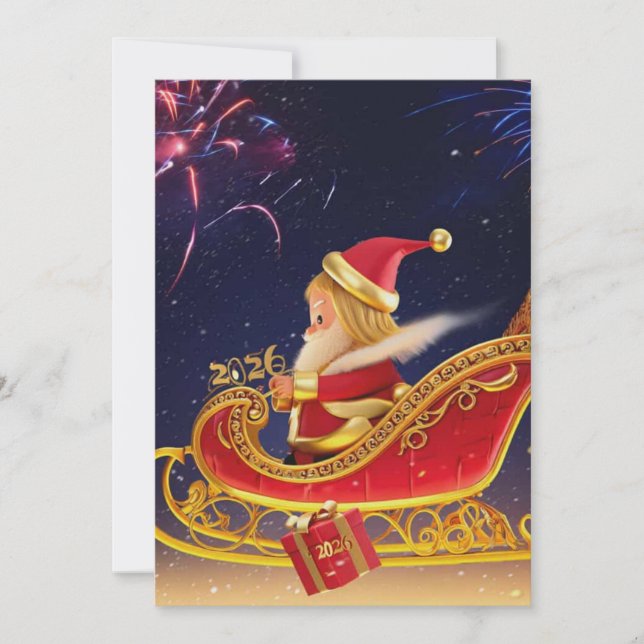 3D Santa Claus Christmas Greeting Card – Festive H (Front)