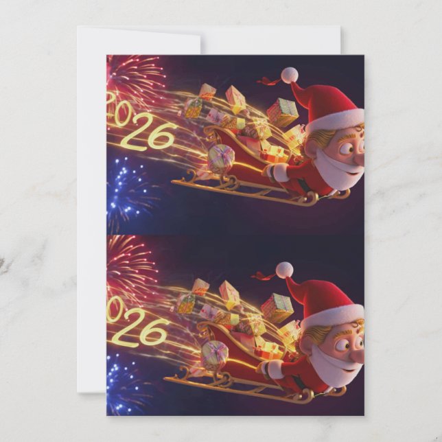 3D Santa Claus Christmas Greeting Card – Festive H (Front)