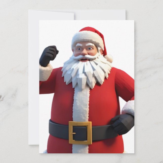 3D Santa Claus Christmas Greeting Card – Festive H (Front)