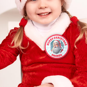 3D Santa Claus Christmas Personalized Kids Button