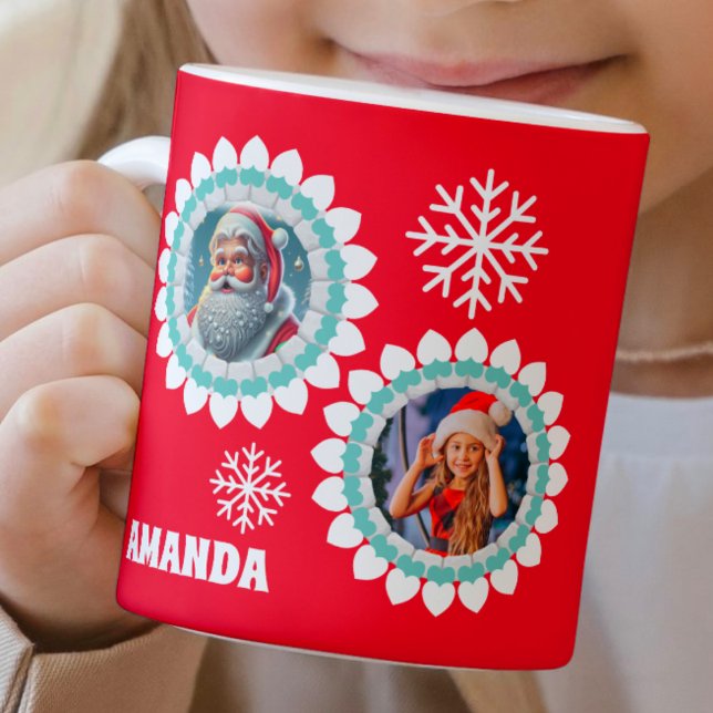 3D Santa Claus Christmas Personalized Kids Photo Coffee Mug (Creator Uploaded)