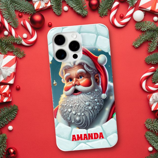 3D Santa Claus Christmas Personalized Name Case-Mate iPhone Case (Creator Uploaded)