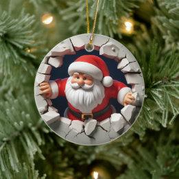 3d Santa Clause Ceramic Ornament