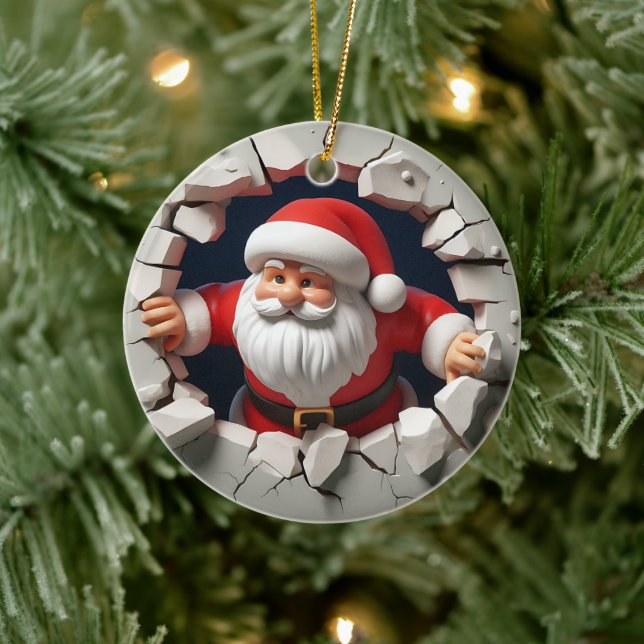 3d Santa Clause Ceramic Ornament (Tree)