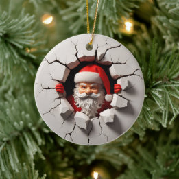 3d Santa Clause Ceramic Ornament