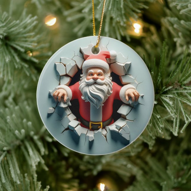 3d Santa Clause Ceramic Ornament (Tree)