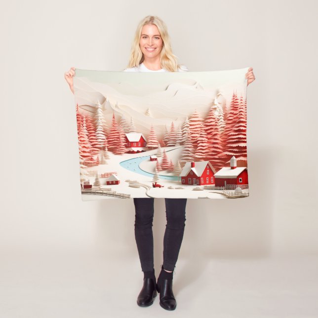 3D Scandinavian Winter Landscape Baby Fleece Blanket (In Situ)