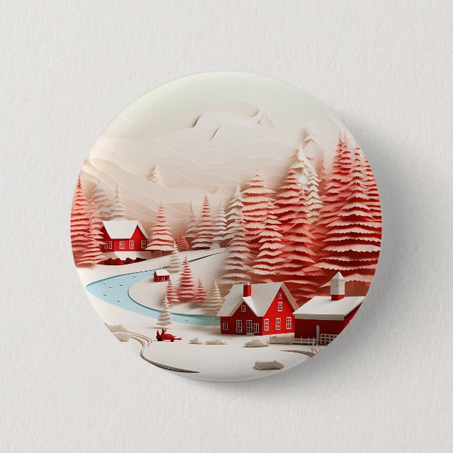 3D Scandinavian Winter Landscape Button (Front)