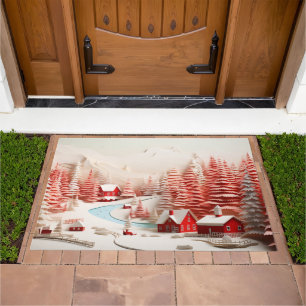 3D Scandinavian Winter Landscape Doormat