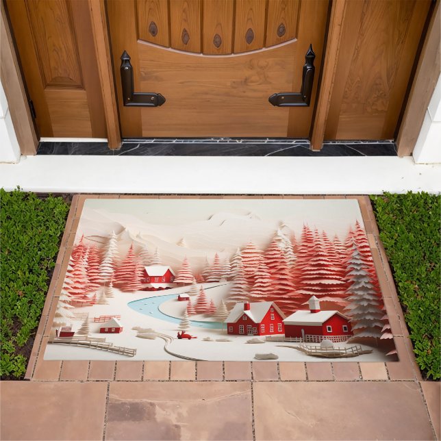 3D Scandinavian Winter Landscape Doormat (Outdoor)