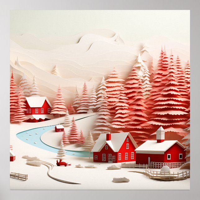 3D Scandinavian Winter Landscape Poster (Front)