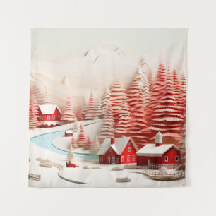 3D Scandinavian Winter Landscape Tapestry