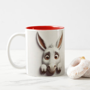 3D Scared Donkey Funny Animals Two-Tone Coffee Mug