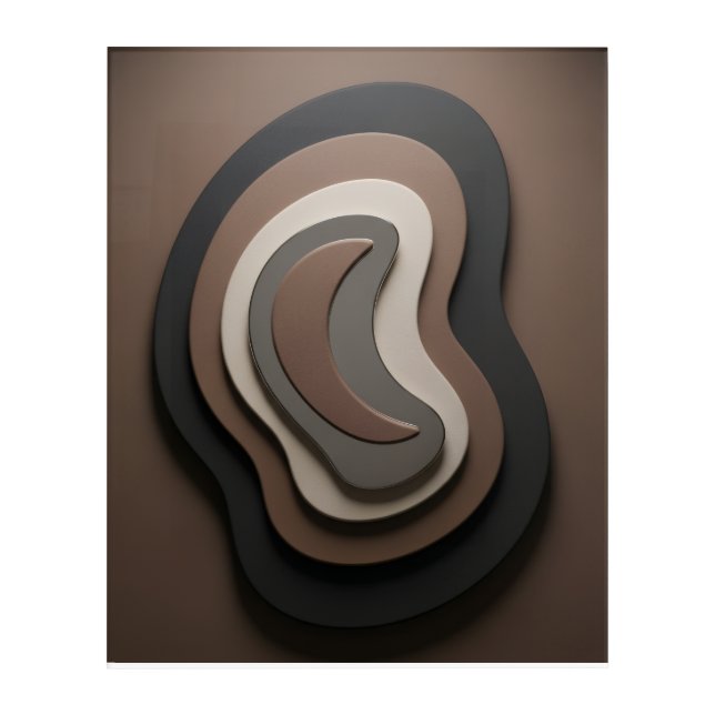 3D Sculptural Neutral Wall Art: Rich Taupe & Beige Acrylic Print (Front)