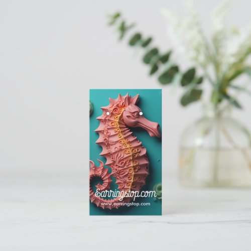 3D Sea Horse Sea Life Pattern Earring Cards