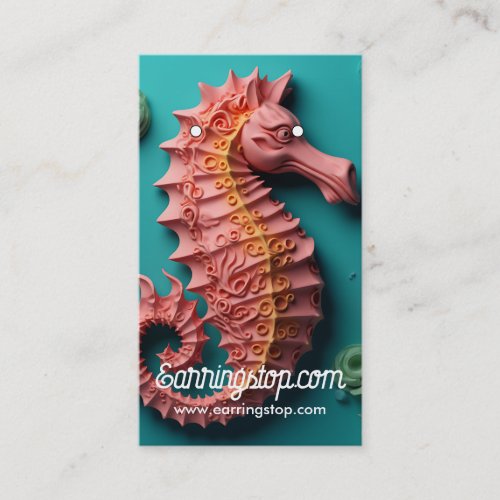 3D Sea Horse Sea Life Pattern Earring Cards