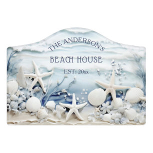 3D Sea Star And Shells Custom Coastal Door Sign