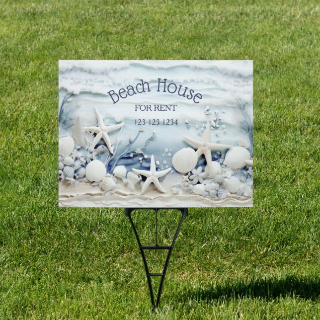 3D Sea Star And Shells Custom Coastal Sign (Insitu)
