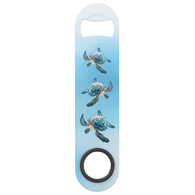 3D Sea Turtles  Ocean Themed Bar Key (Front)
