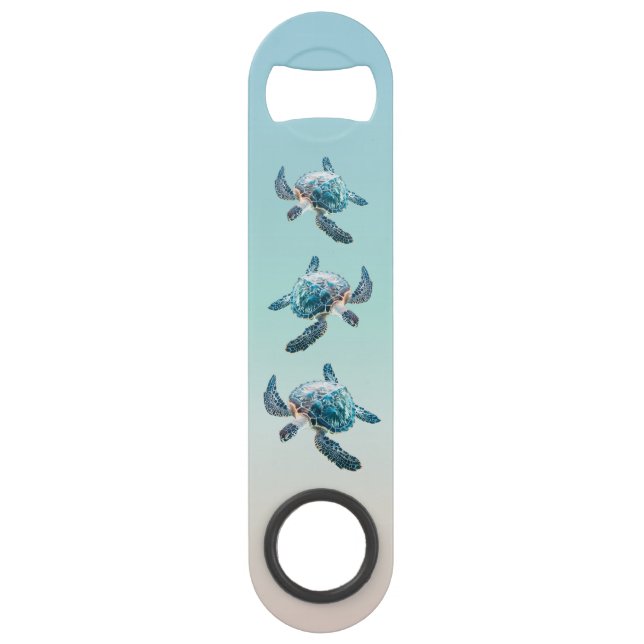 3D Sea Turtles  Ocean Themed Bar Key (Front)