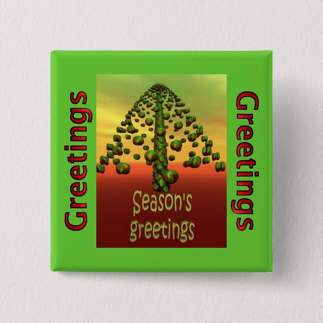 3D shining green tree Pinback Button (Front)
