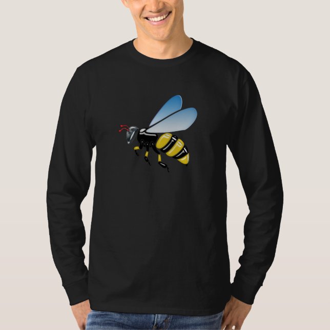 3D shiny Yellow and Black Bumble Bee T-Shirt (Front)