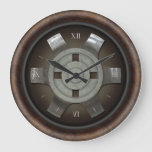 3d Silver Cog Large Clock at Zazzle