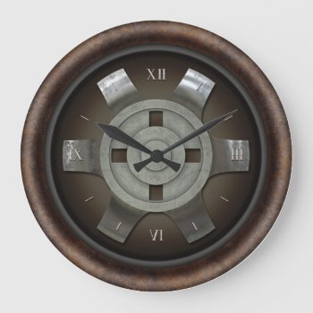 3d Silver Cog Large Clock by artNimages at Zazzle