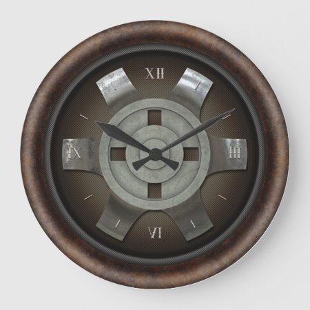 3d Silver Cog Large Clock
