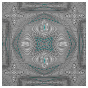 3D! Silver Gray White Turquoise ~  Fabric