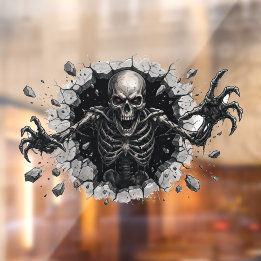 3D Skeleton Bursting Wall Halloween Window Cling