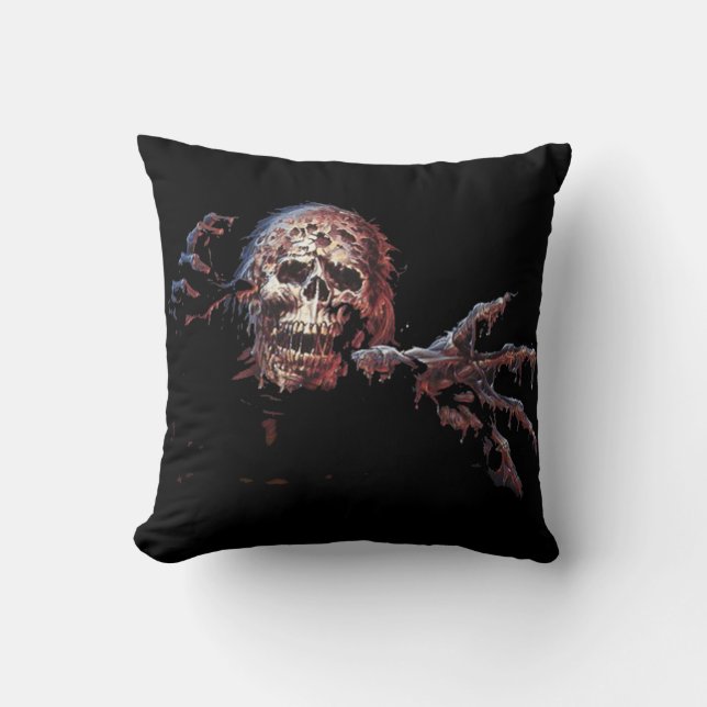 3D Skeleton Monster Throw Pillow (Front)