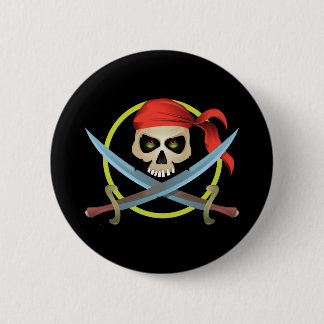 3D Skull and Crossbones Pinback Button