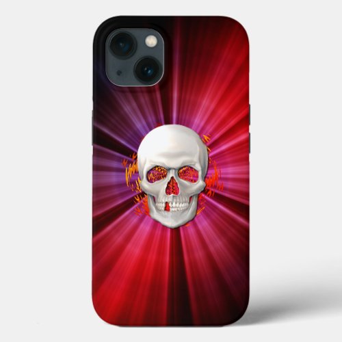 3D Skull in Glowing Fire iPhone 13 Case