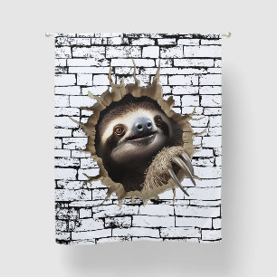 3D Sloth Wall Break Art – Realistic Safari Blackout Curtains