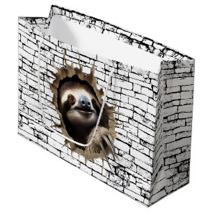 3D Sloth Wall Break Art – Realistic Safari Large Gift Bag