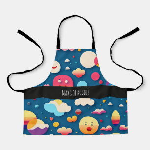 3D Smile Circles Rainbow Pattern Apron
