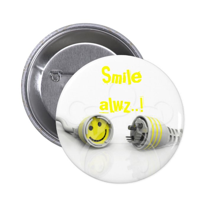 3d Smiley Face Cable Connector with a Prong 828Pinback Button