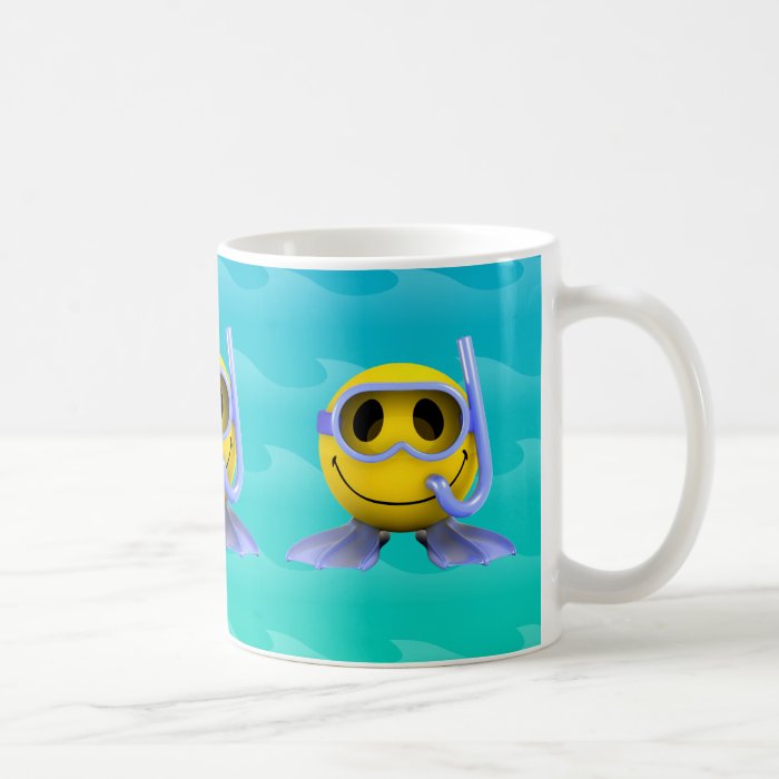 3d Smiley Scuba diver Mugs