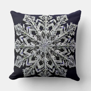 3d snowflake throw pillow