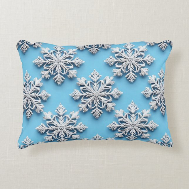 3d snowflakes accent pillow (Front)