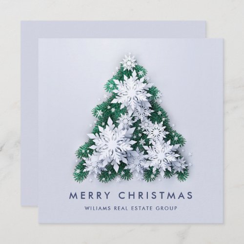 3D Snowflakes Christmas Tree Corporate Greeting Holiday Card