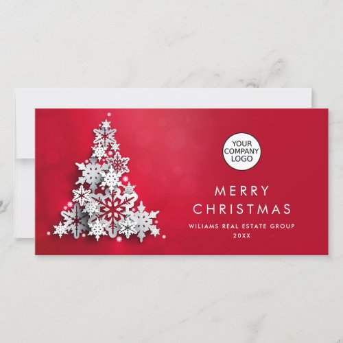 3D Snowflakes Christmas Tree Corporate Greeting Holiday Card