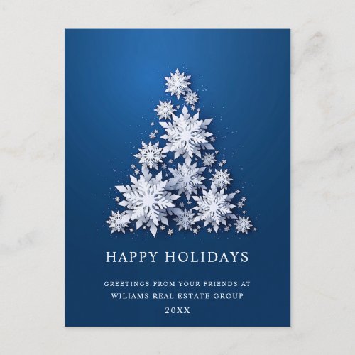 3D Snowflakes Christmas Tree Corporate Greeting Holiday Postcard