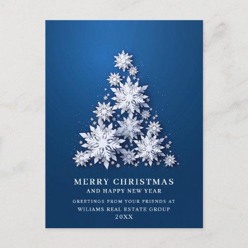 3D Snowflakes Christmas Tree Corporate Greeting Holiday Postcard