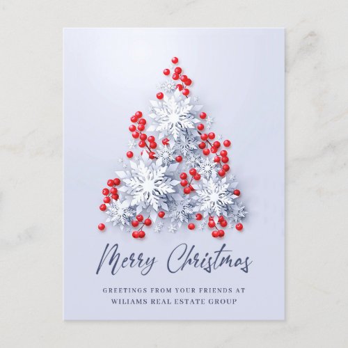 3D Snowflakes Christmas Tree Corporate Greeting Postcard