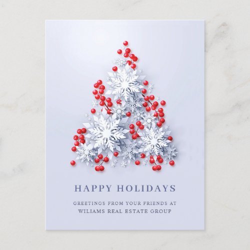 3D Snowflakes Christmas Tree Corporate Greeting Postcard
