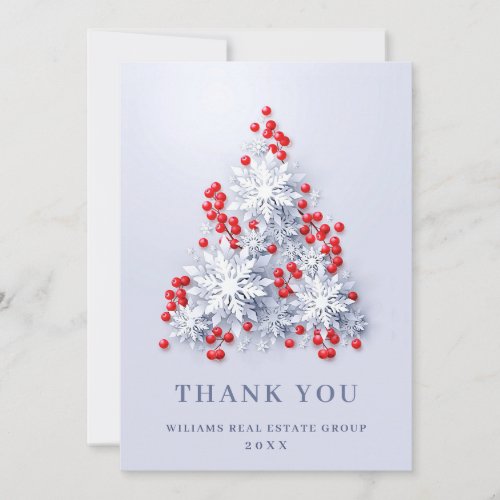 3D Snowflakes Christmas Tree Corporate Holiday Thank You Card