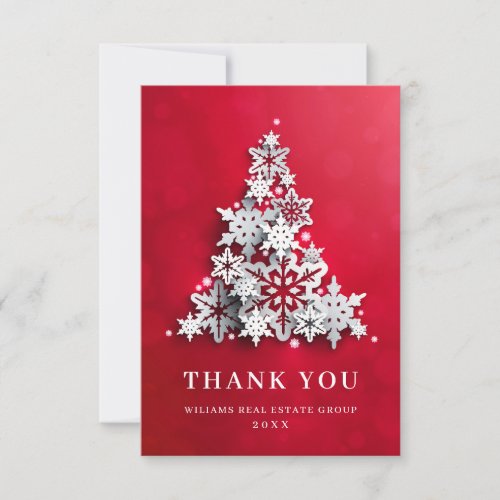 3D Snowflakes Christmas Tree Corporate Holiday Thank You Card